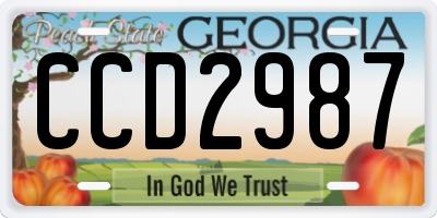 GA license plate CCD2987