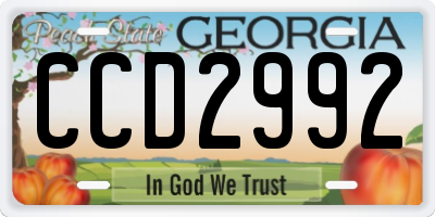 GA license plate CCD2992