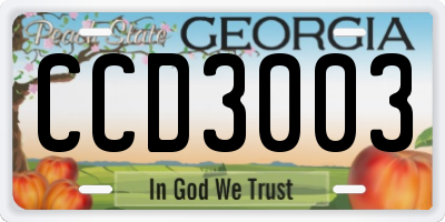GA license plate CCD3003