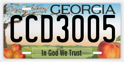 GA license plate CCD3005