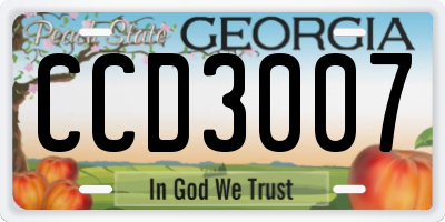 GA license plate CCD3007