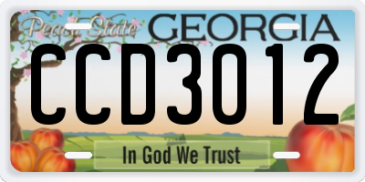 GA license plate CCD3012