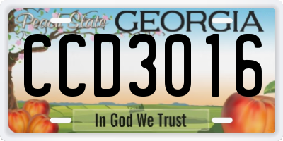 GA license plate CCD3016