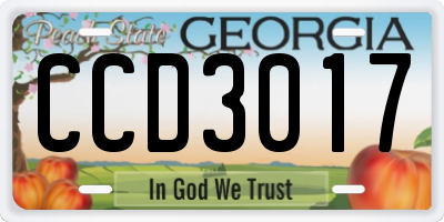 GA license plate CCD3017