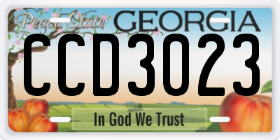GA license plate CCD3023