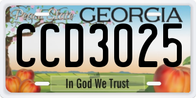 GA license plate CCD3025