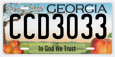 GA license plate CCD3033