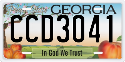 GA license plate CCD3041