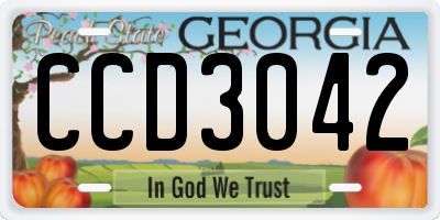 GA license plate CCD3042