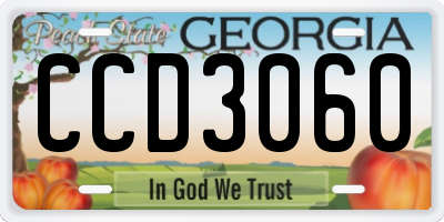 GA license plate CCD3060