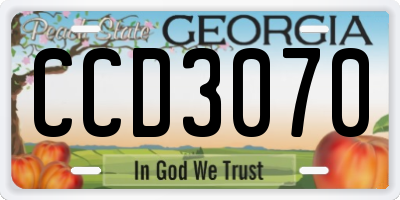GA license plate CCD3070
