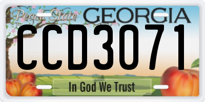 GA license plate CCD3071