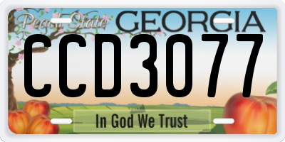 GA license plate CCD3077