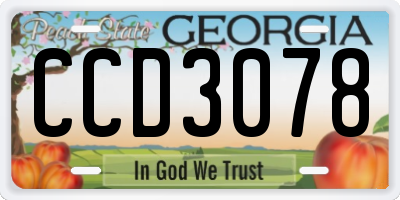 GA license plate CCD3078