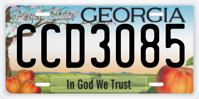 GA license plate CCD3085