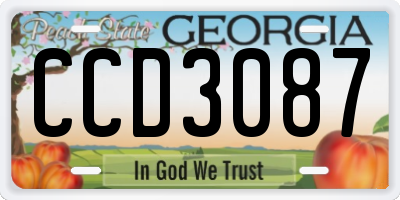 GA license plate CCD3087