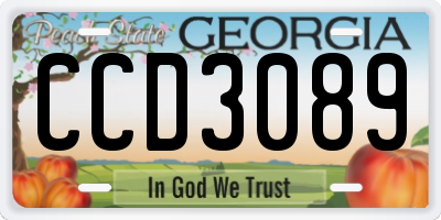 GA license plate CCD3089