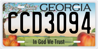 GA license plate CCD3094