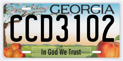 GA license plate CCD3102