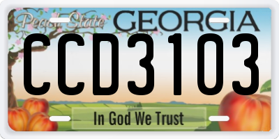 GA license plate CCD3103