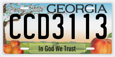 GA license plate CCD3113