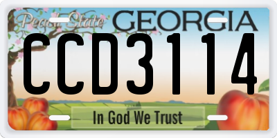 GA license plate CCD3114