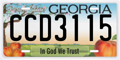 GA license plate CCD3115