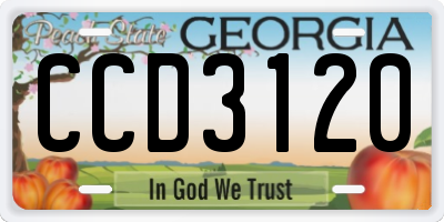GA license plate CCD3120