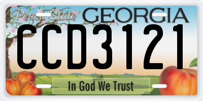 GA license plate CCD3121