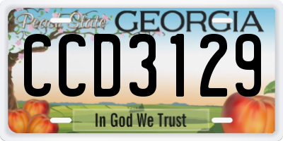 GA license plate CCD3129