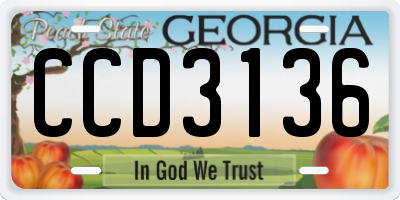 GA license plate CCD3136