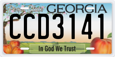 GA license plate CCD3141