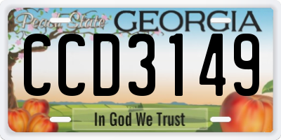 GA license plate CCD3149