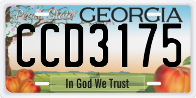 GA license plate CCD3175