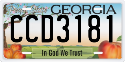 GA license plate CCD3181