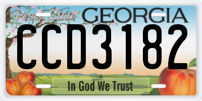 GA license plate CCD3182