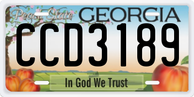 GA license plate CCD3189
