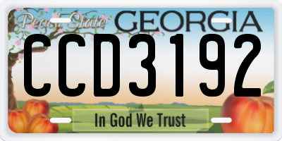 GA license plate CCD3192
