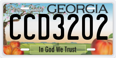 GA license plate CCD3202