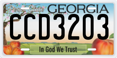 GA license plate CCD3203