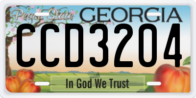 GA license plate CCD3204