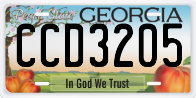 GA license plate CCD3205