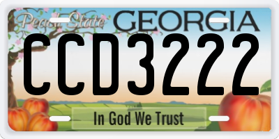 GA license plate CCD3222