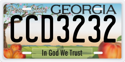 GA license plate CCD3232