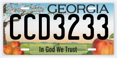 GA license plate CCD3233