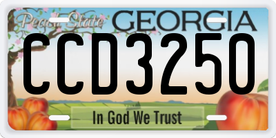 GA license plate CCD3250