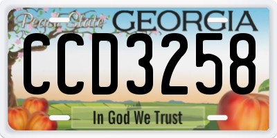 GA license plate CCD3258