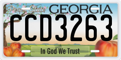 GA license plate CCD3263