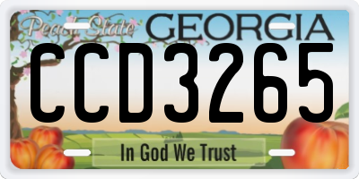 GA license plate CCD3265
