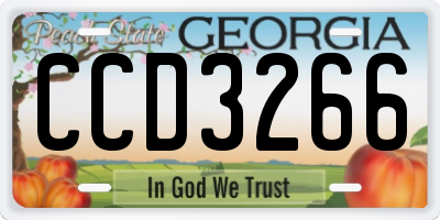 GA license plate CCD3266